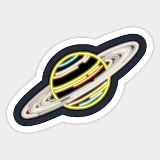 Electric Solar System Neon Saturn Sticker